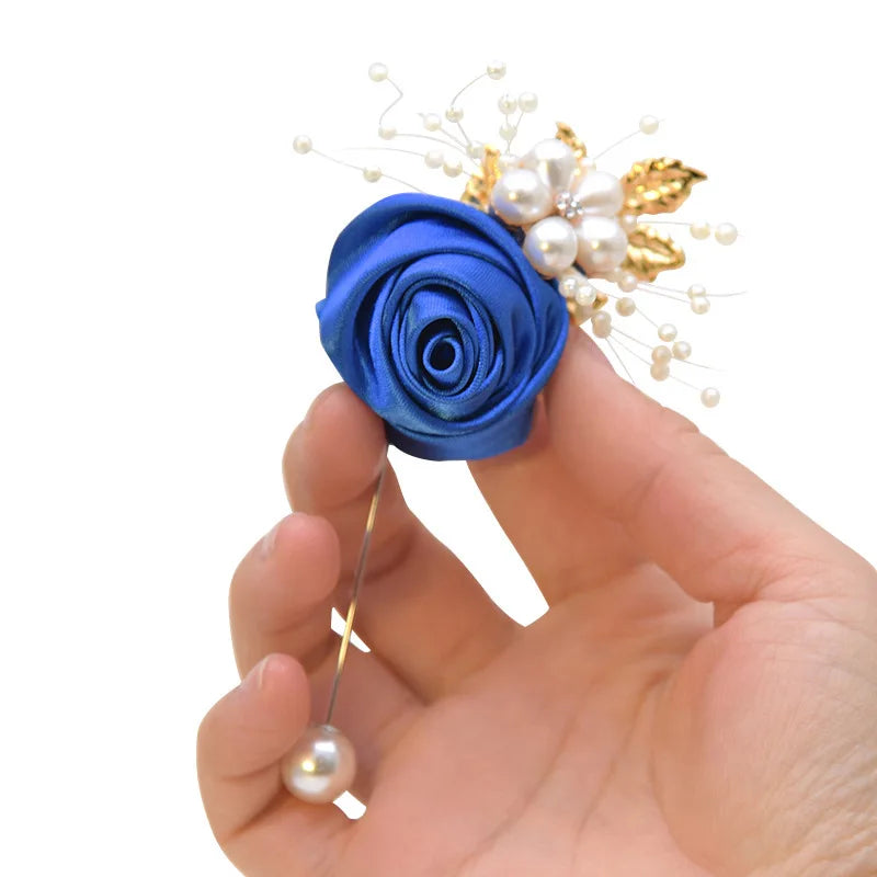 Wedding Boutonniere Satin Rose Bracelet