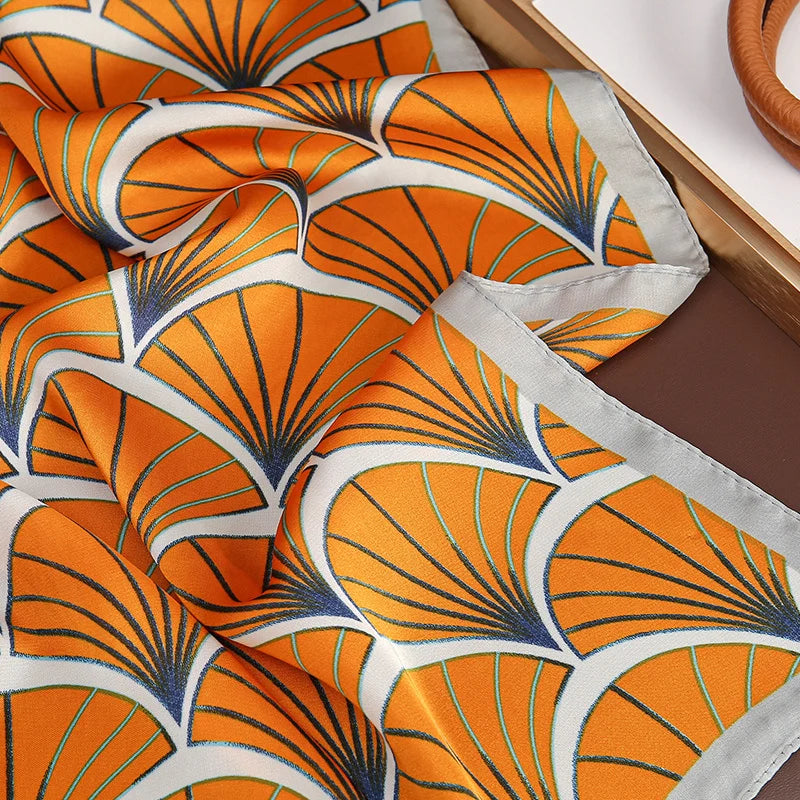 Print Satin Silk Square Scarf