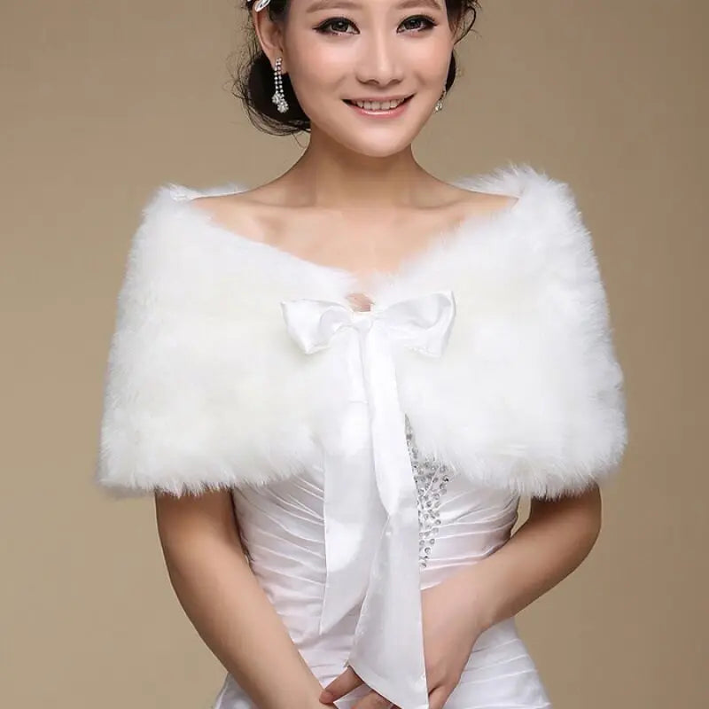 Winter Cape White Fur Shawl Wedding Accessories