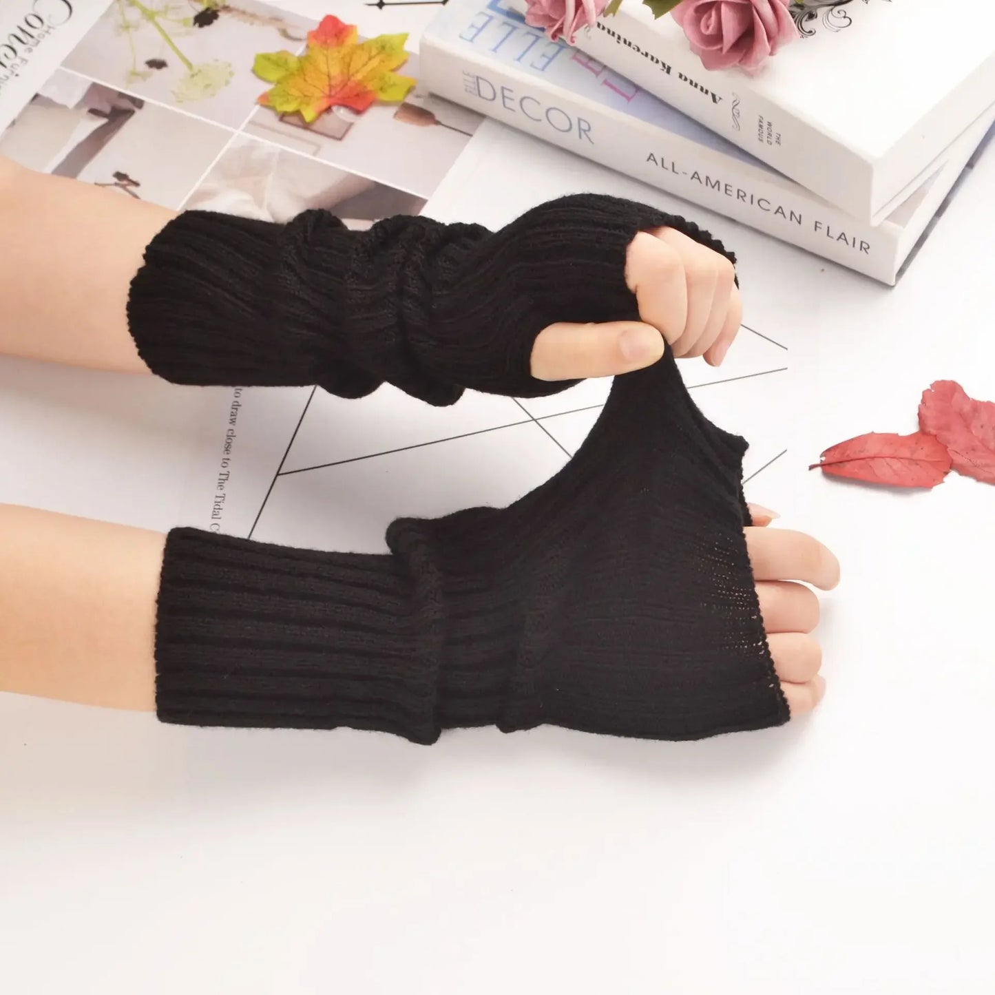Knitted Arm Warmer Long Fingerless Gloves