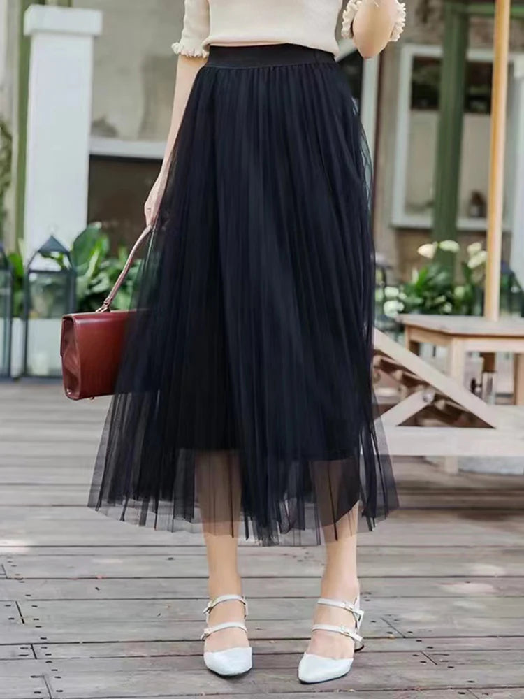 Chic High Waist Black Party Faldas