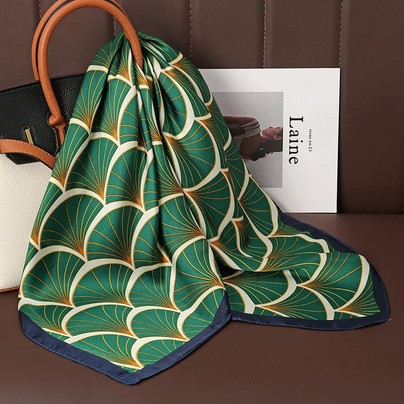 Print Satin Silk Square Scarf