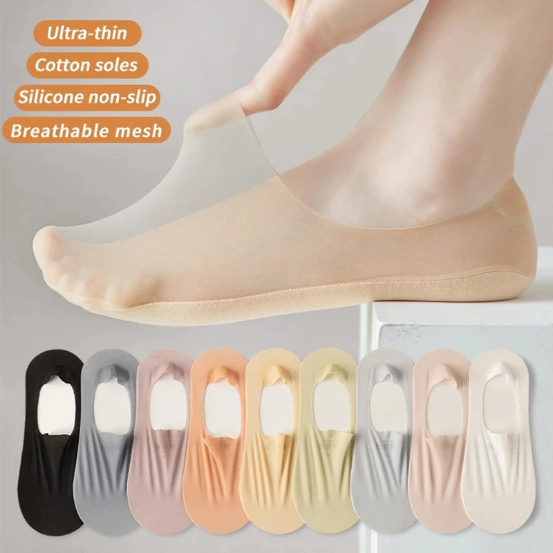 Ice Silk Solid Boat Socks