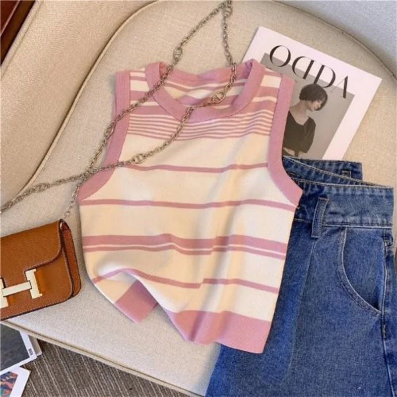 French off-shoulder short sleeveless top