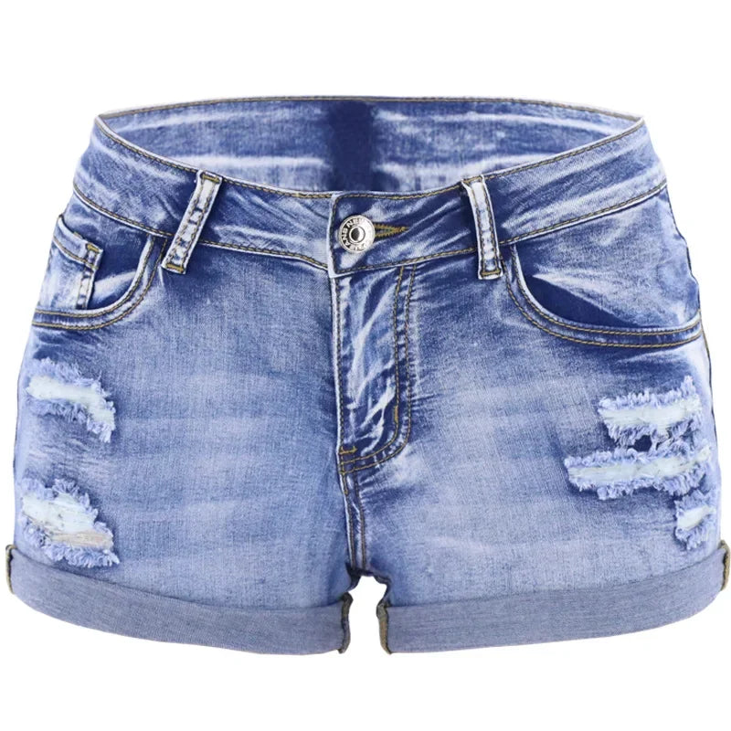 Split Denim Shorts Summer Beach
