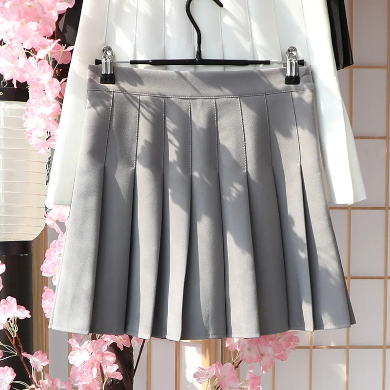 Khaki A-Line Korean Preppy Style Jupes Black Mini Skirts