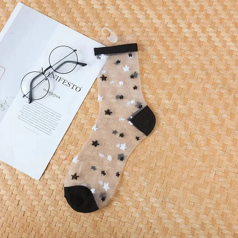 New WOMEN'S Socks Fashion Tulle Mesh Glass