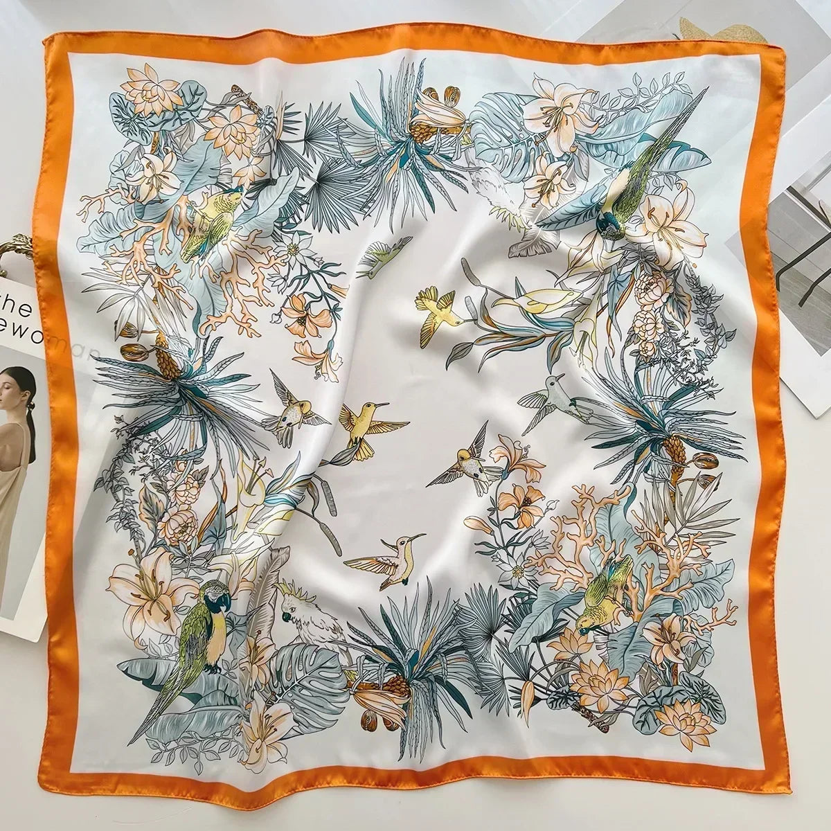 Luxury Design Print Silk Square Scarf