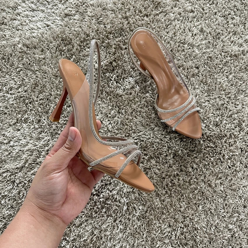 Transparent Heeled Sandals Elegant Pointed Toe