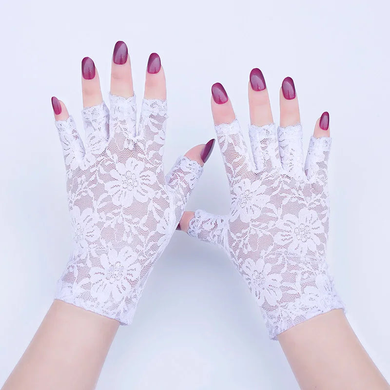 Black Fingerless Sexy Lace Gloves