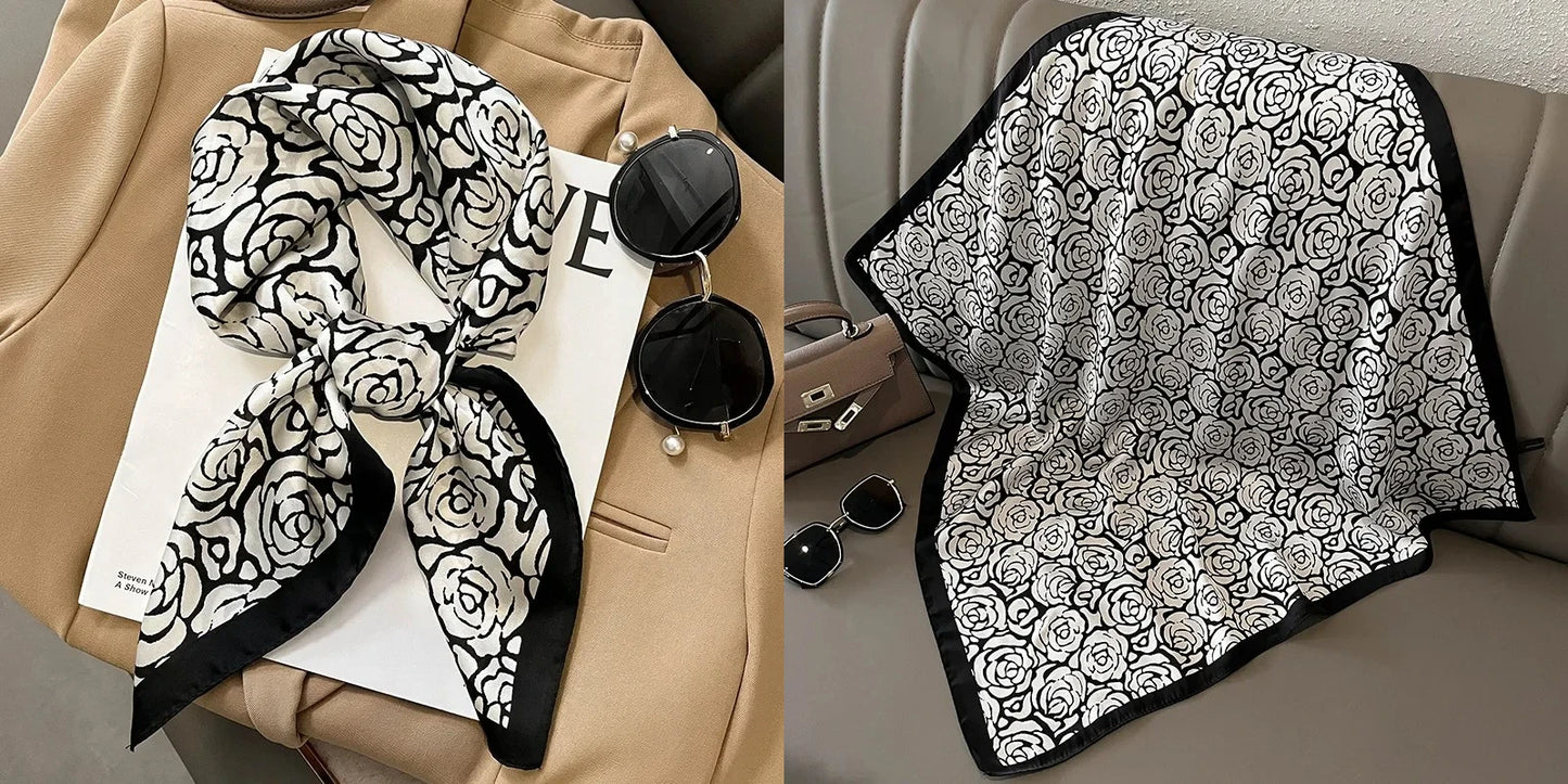 Floral Print Silk Square Scarf