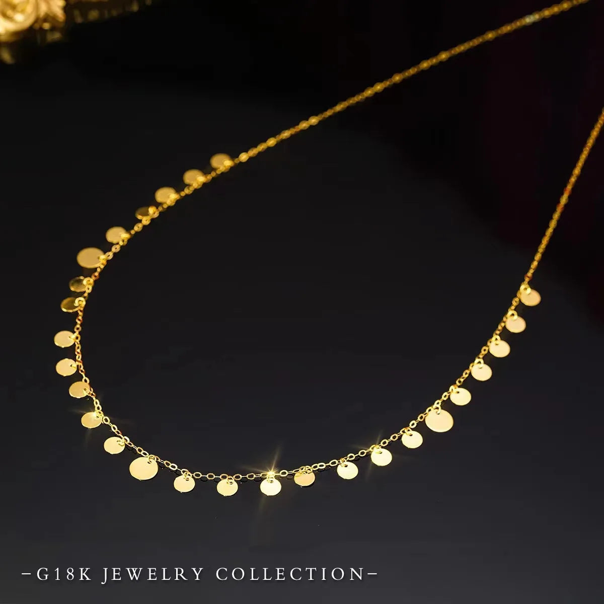 Real 18K Gold Circular Necklace