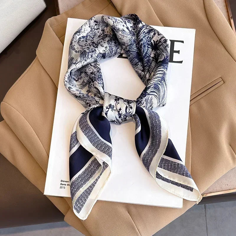 Luxury Design Print Silk Square Scarf