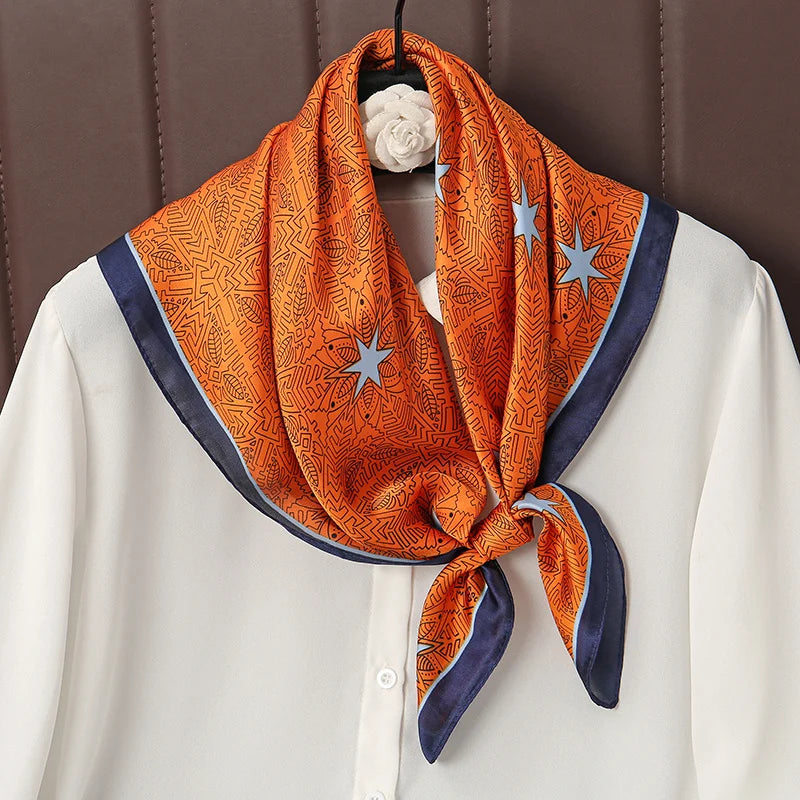 Print Satin Silk Square Scarf