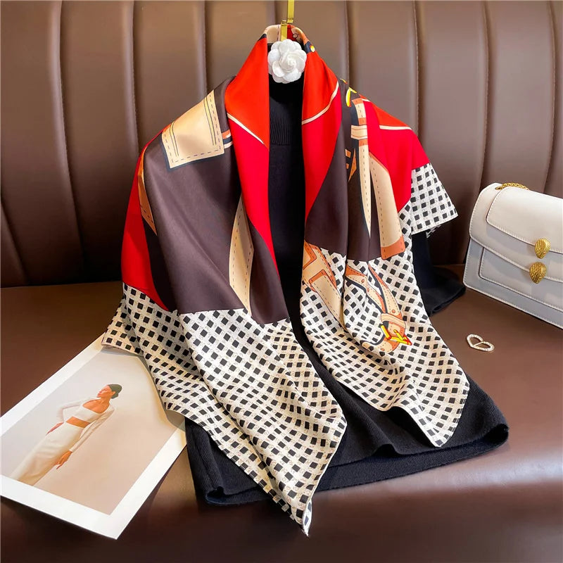 90*90Cm Square Scarf Twill Silk Bandana Pashmina