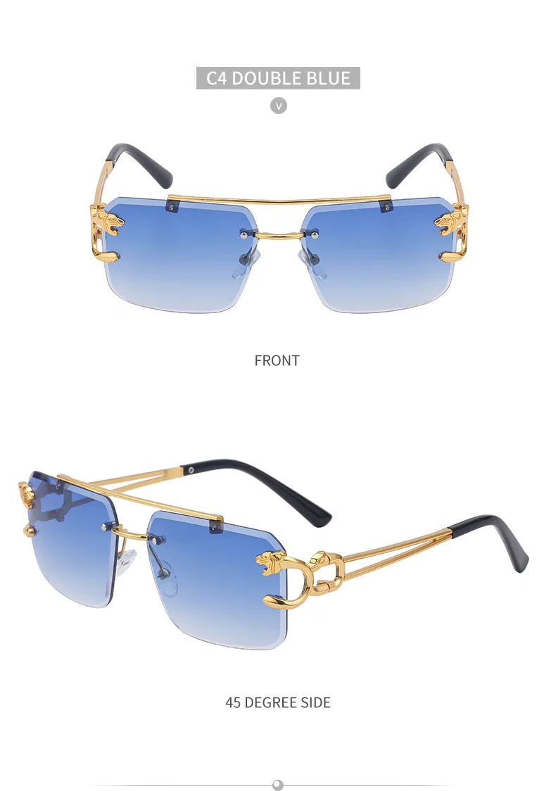 Fashion Metal Leopard Rimless Sunglasses
