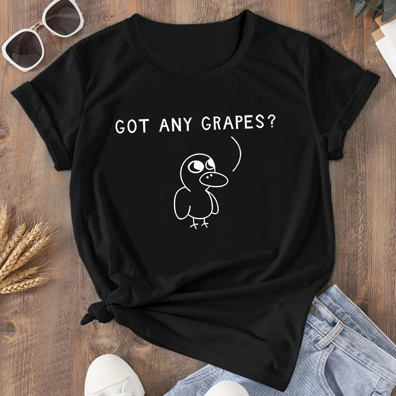 Duck Print Crew Neck Short Sleeve Sports T-Shirt