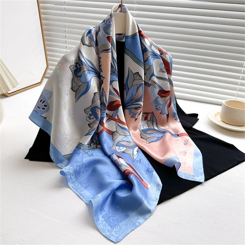 90*90Cm Square Scarf Twill Silk Bandana Pashmina