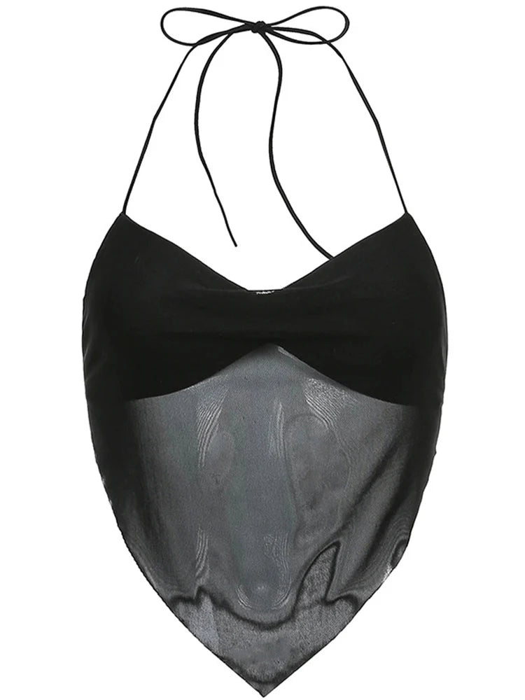 V-neck Backless Korean Solid Crop Tops