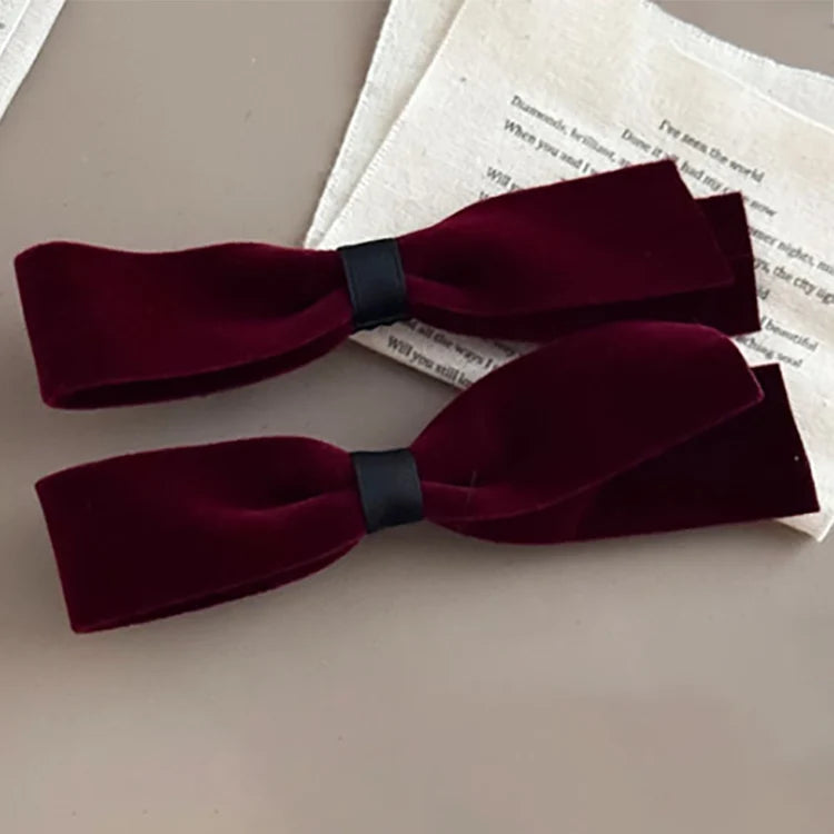 2pcs/Set Bow Hair Clips Velvet Bow