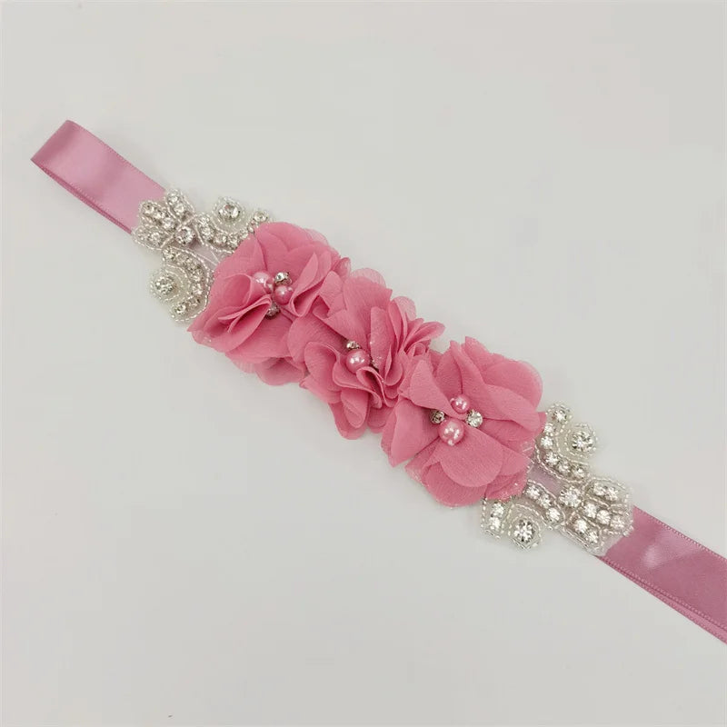 Pearl Rhinestone chiffon fabric flower