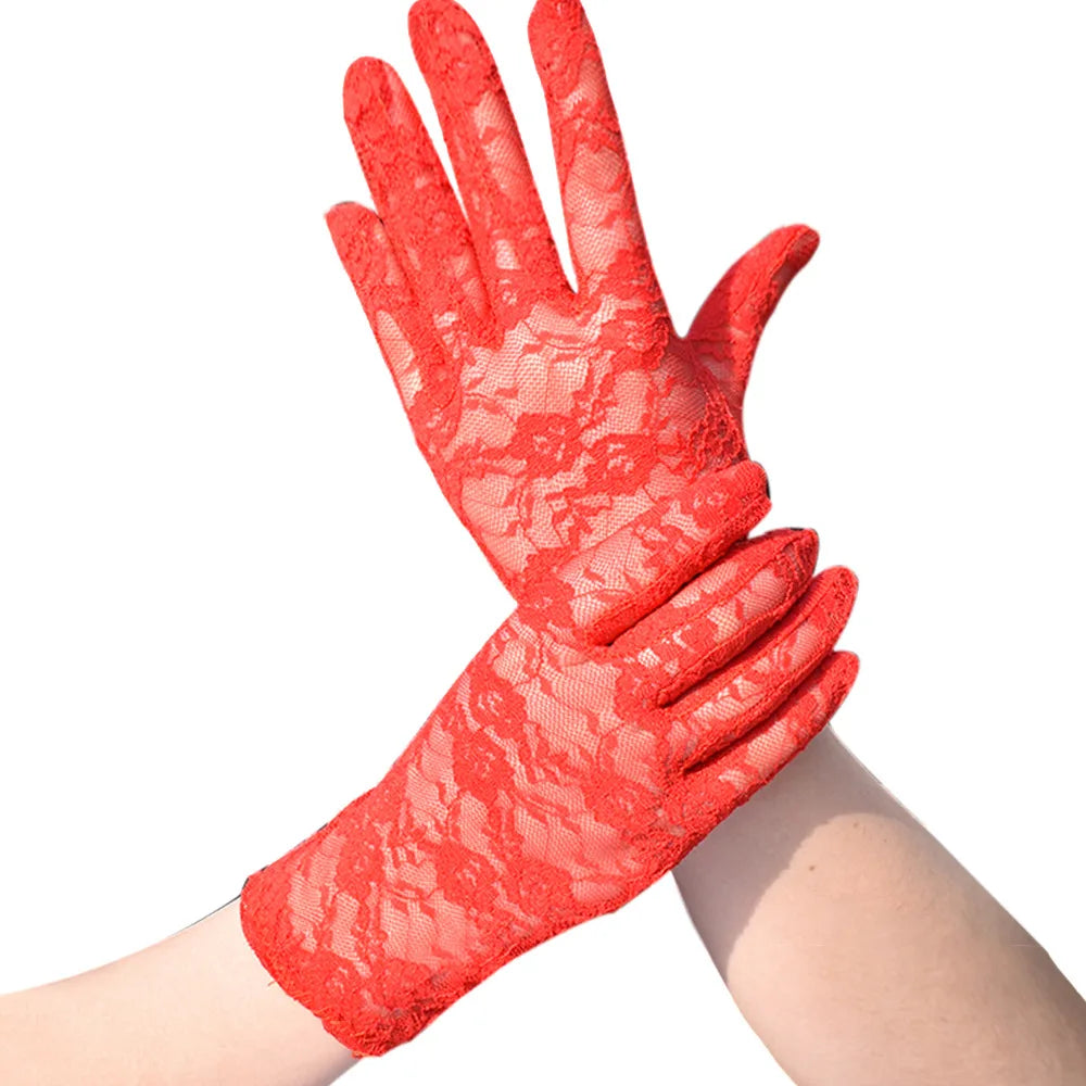 Women Vintage Sheer Short Lace Gloves