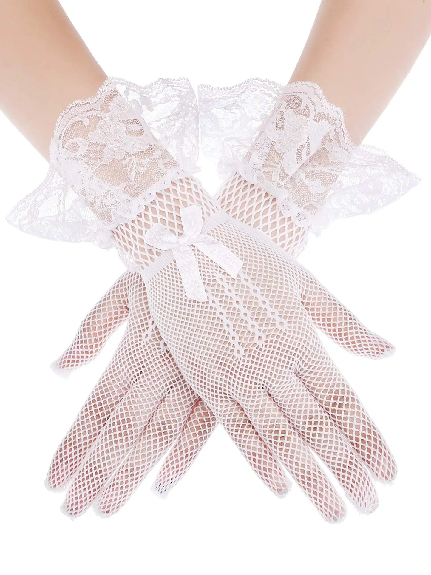 Ladies Lace Gloves Elegant Short Lace Wedding Dinner 50's Parties