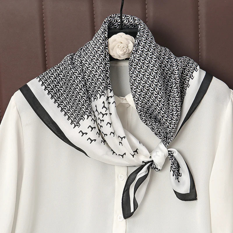 Print Satin Silk Square Scarf