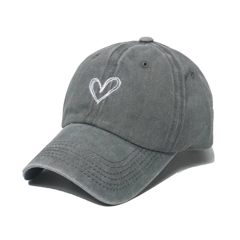 Love Heart Embroidery Cotton Baseball Cap
