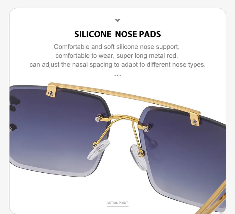 Fashion Metal Leopard Rimless Sunglasses