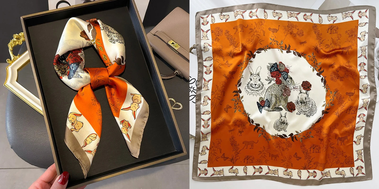 Floral Print Silk Square Scarf
