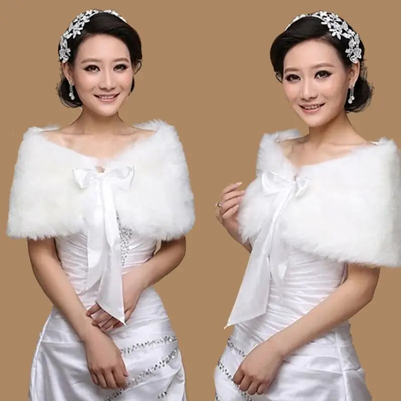 Winter Cape White Fur Shawl Wedding Accessories
