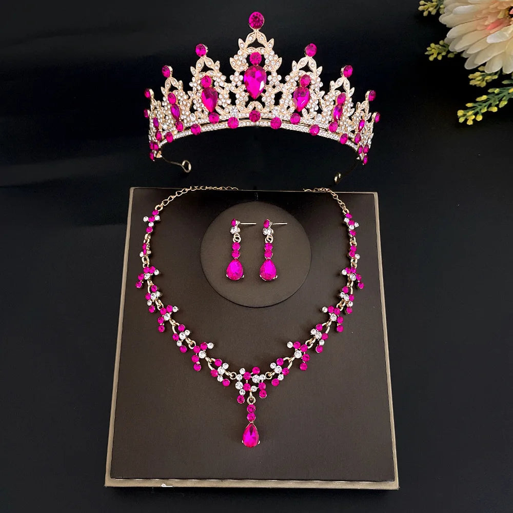 3pcs/set Crystal Bridal Jewelry Set
