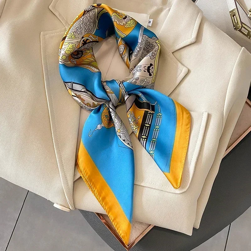 Luxury Design Print Silk Square Scarf