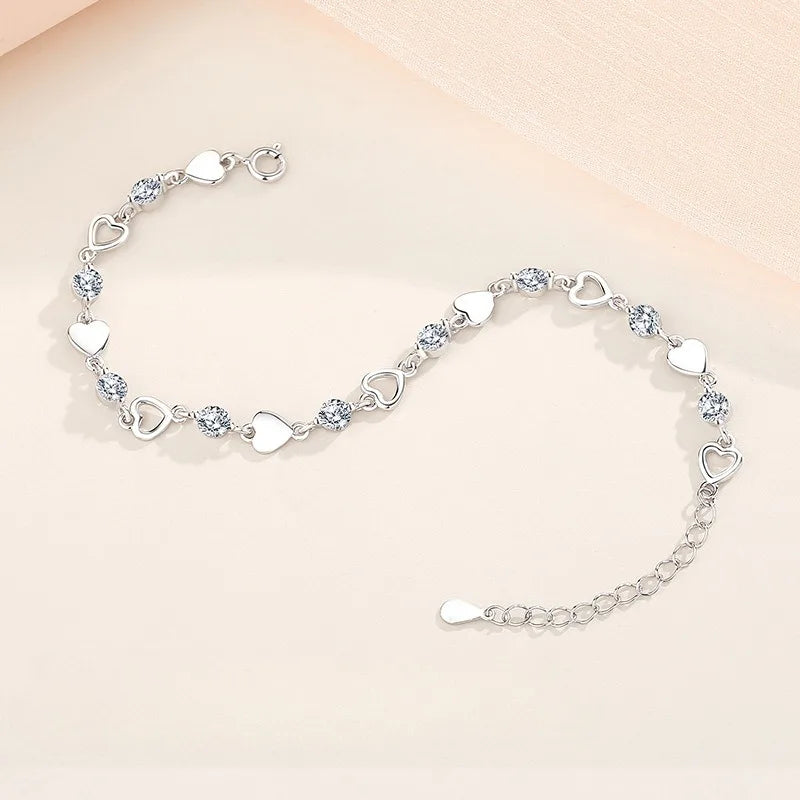 925 Sterling Silver Heart Shaped Bracelet