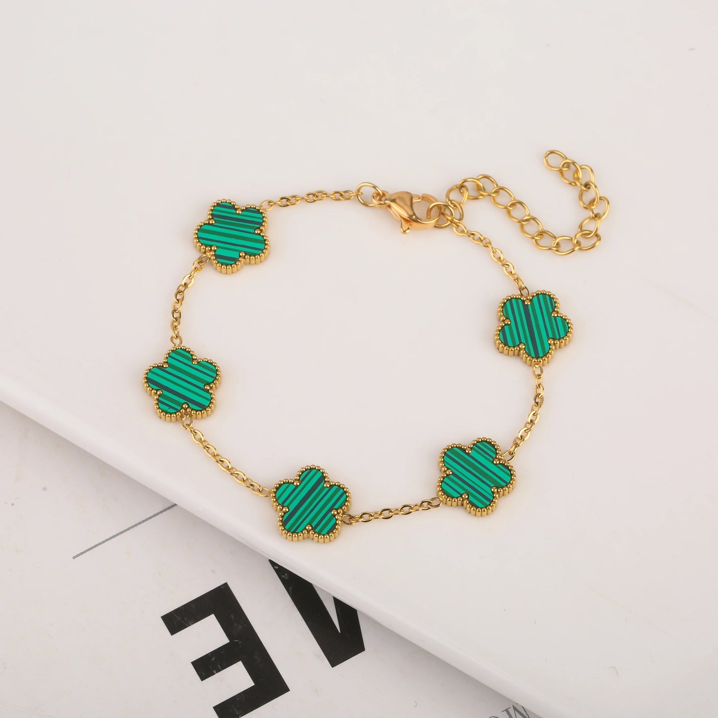 Adjustable New Design Gold Plated Stainless Steel 316L Plant Flower Bracelet