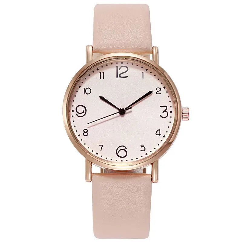 Arabic Numbers Leather Analog Quartz Watch
