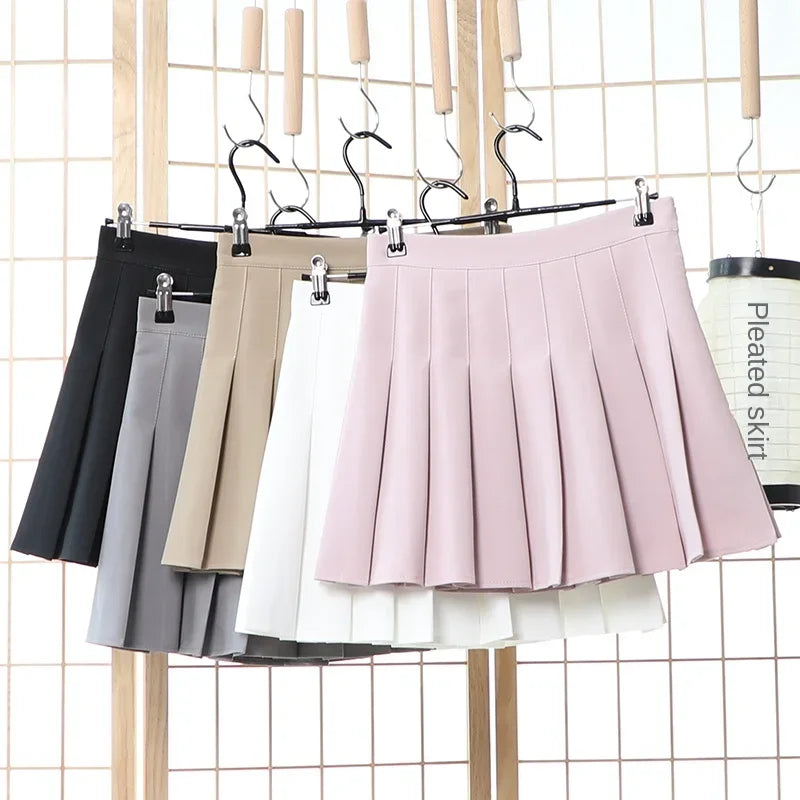 Khaki A-Line Korean Preppy Style Jupes Black Mini Skirts