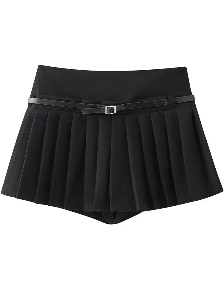 Side Zipper Mini Skirts Shorts Vintage High Waist