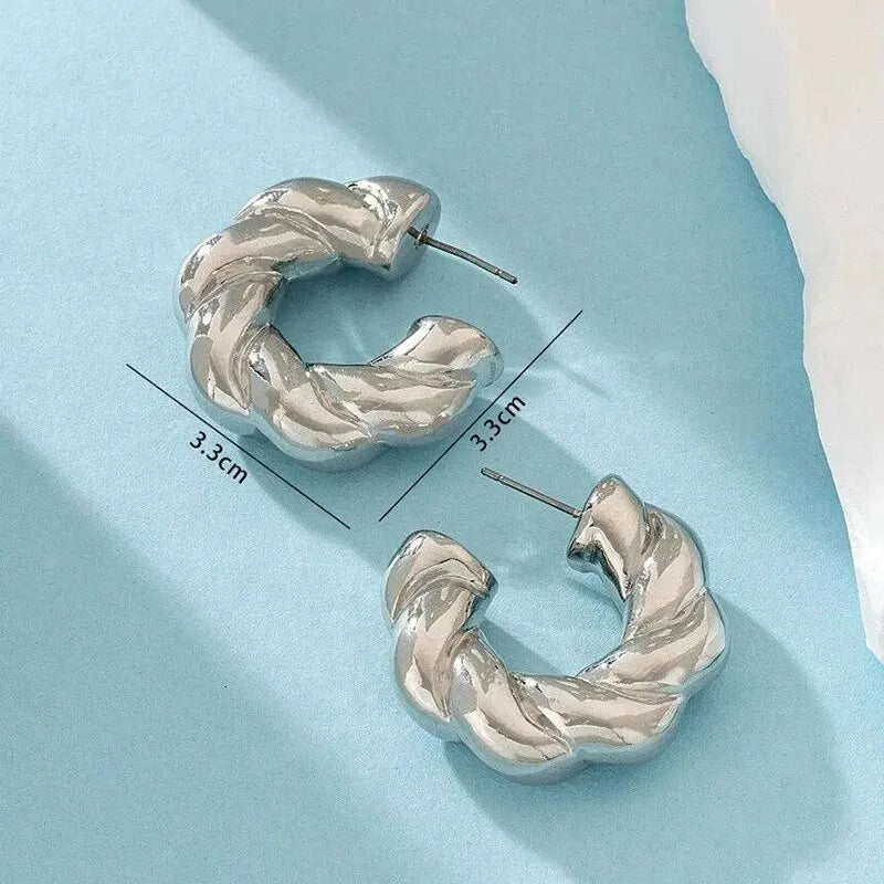 Gold Color Crystal Stone Hoop Earrings