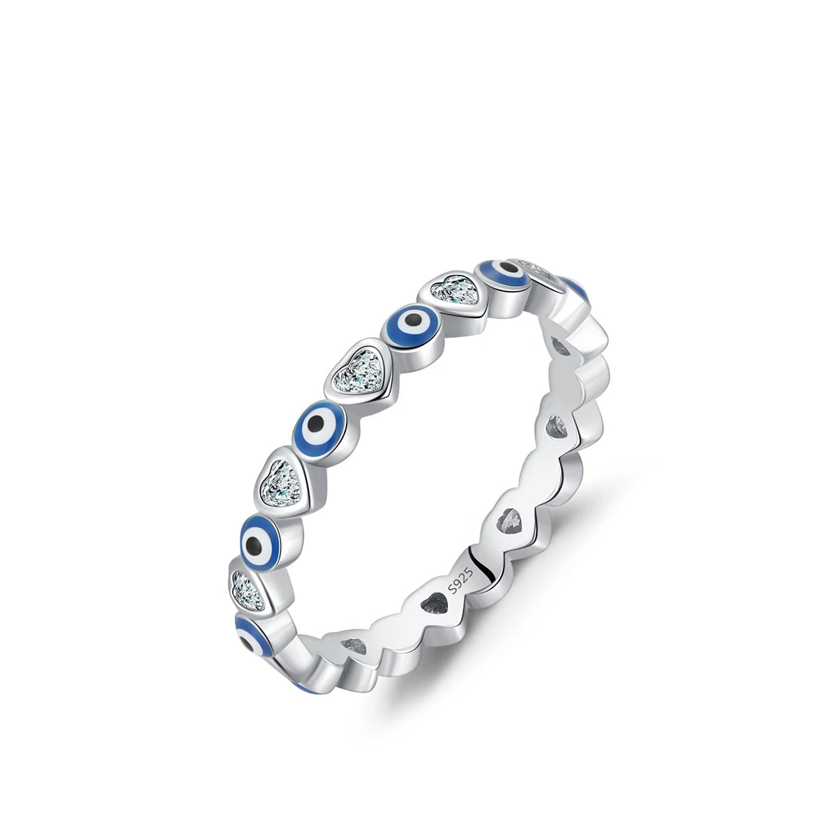 Sterling Silver Cute Blue Ghost Eyes Ring