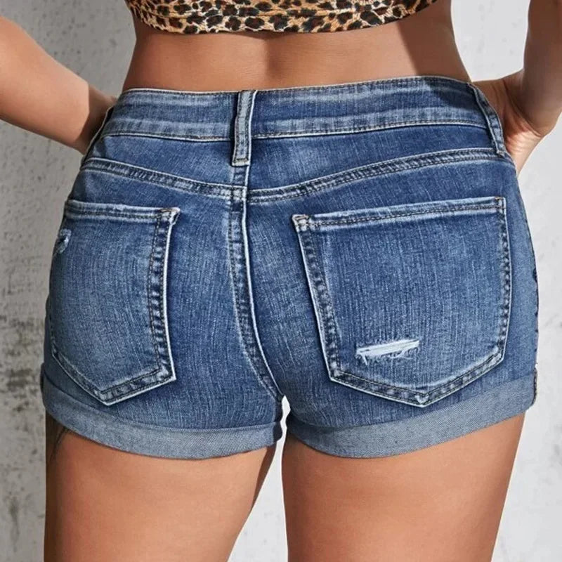 Split Denim Shorts Summer Beach