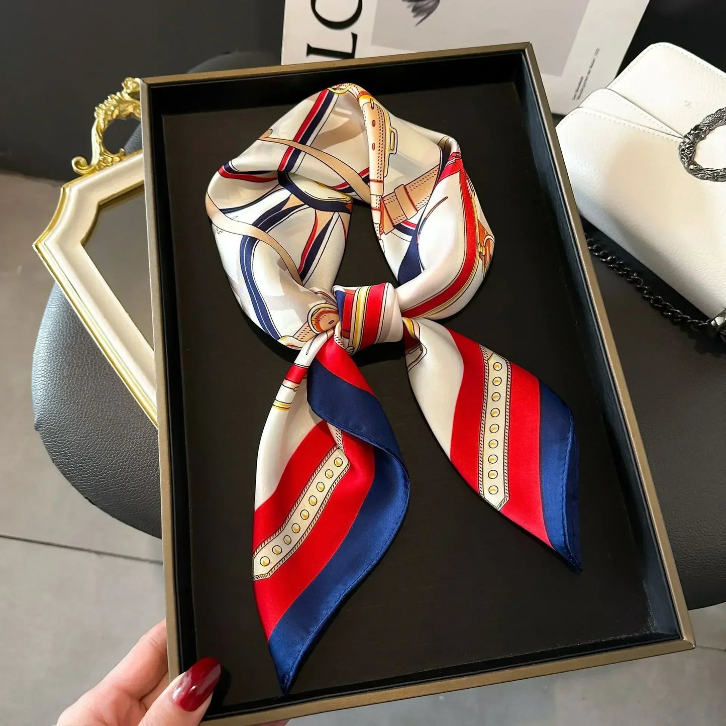 Luxury Design Print Silk Square Scarf