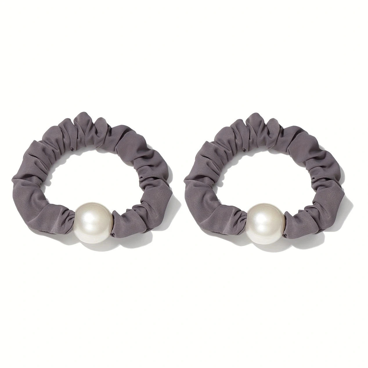 2pcs/set Pearl Skinny Scrunchies Hair Tie