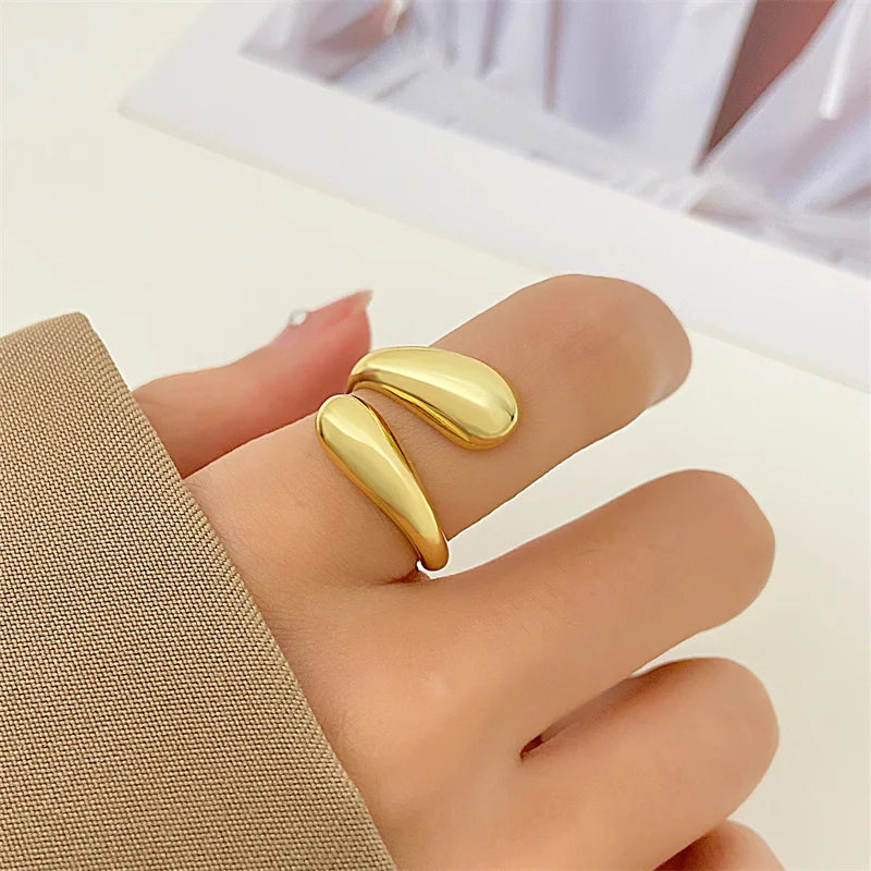 Double Ball Beads Opening Ring