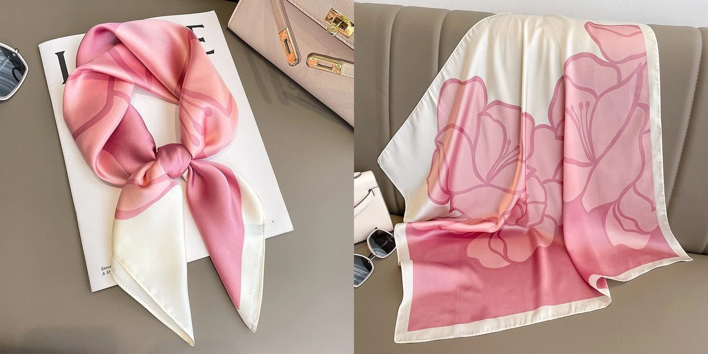 Floral Print Silk Square Scarf