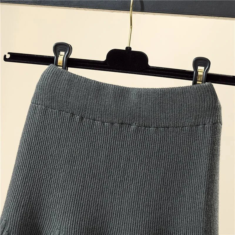 Knitted Midi Skirts Women High Waist