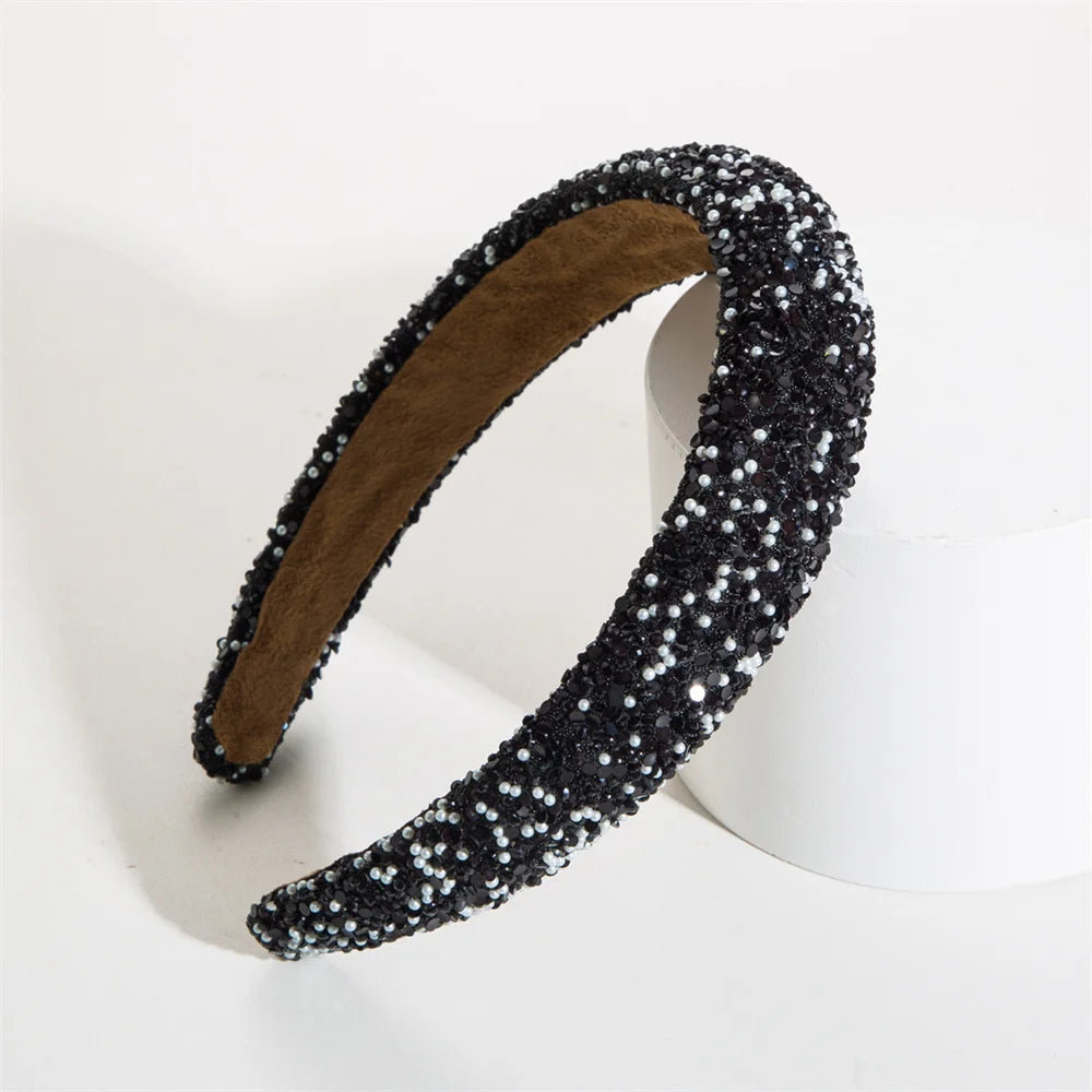 Glamorous Beaded Hairband Bling Crystal Pearl Baroque Headband