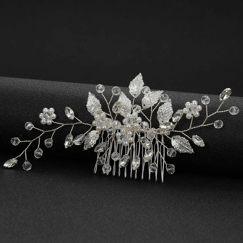 Crystal Pearl Hair Comb Clip Pin