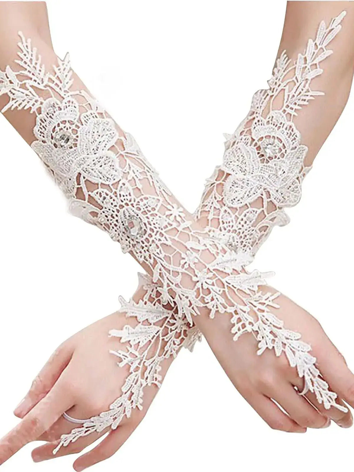 Crystal Women's Wedding Gloves Fingerless Wedding Accessory